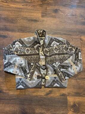 Flashback Vintage Southwestern Aztec Print Cotton Jacket Size Large